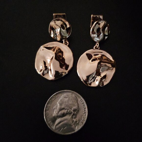 NWT WHBM GOLD TONED DANGLE PIERCED EARRINGS with SECURE and STYLISH LIFTER BACKS - Picture 3 of 15